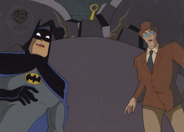 Batman The Animated Series Original Production Cel On Original Background: Batman and The Clock King Online Sale