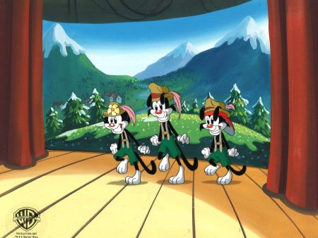 Animaniacs Original Production Cel on Original Hand-Painted Production Background:  Yakko, Wakko, and Dot Cheap