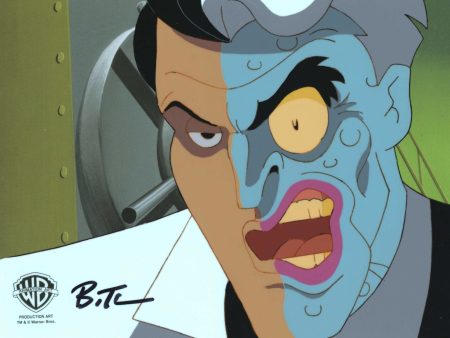 Batman The Animated Series Original Production Cel with Matching Drawing Signed by Bruce Timm: Two-Face Discount