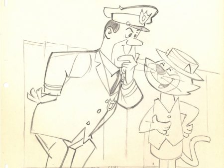 Top Cat and Officer Charles Dibble Original Character Drawing Signed Iwao Takamoto on Sale