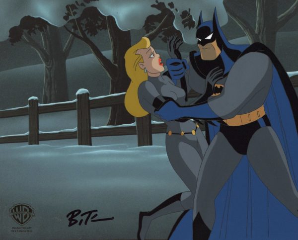 Batman The Animated Series Original Production Cel signed by Bruce Timm: Batman and Selina Kyle Discount