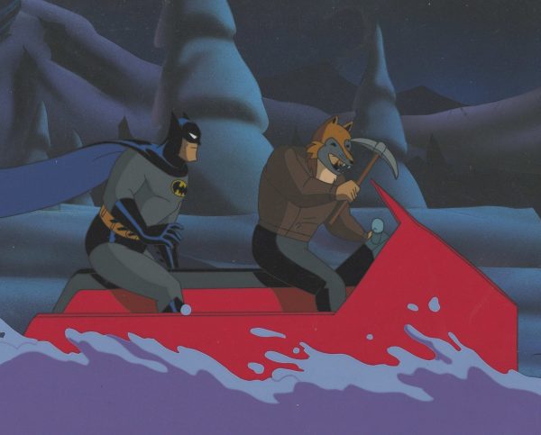 Batman The Animated Series Original Production Cel On Original Background: Batman and Fox Online Sale