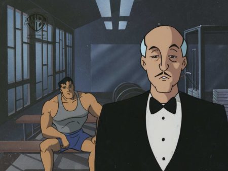 Batman The Animated Series Original Production Cel On Original Background: Bruce Wayne and Alfred For Cheap