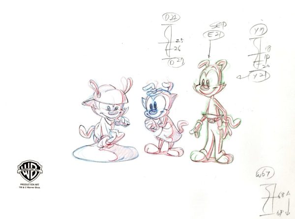 Animaniacs Original Production Drawing: Wakko, Yakko, and Dot For Sale