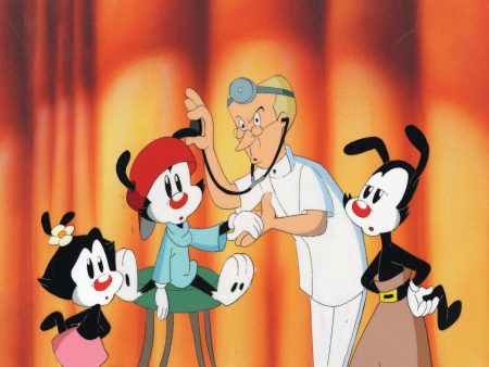 Animaniacs Original Production Cel on Original Hand-Painted Background:  Yakko, Wakko, Dot Hot on Sale