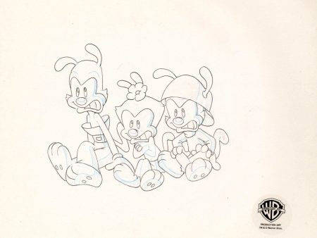 Animaniacs Original Production Drawing:  Yakko, Wakko, and Dot Online