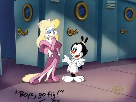 Animaniacs Original Production Cel Signed by Tom Ruegger: Minerva and Dot on Sale