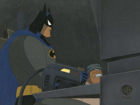 Batman The Animated Series Original Production Cel On Original Background: Batman and Commissioner Gordon Cheap