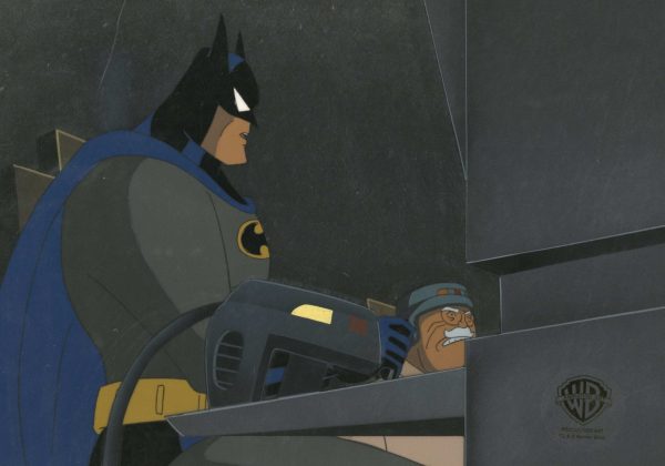 Batman The Animated Series Original Production Cel On Original Background: Batman and Commissioner Gordon Cheap