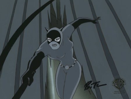 Batman The Animated Series Original Production Cel with Matching Drawing Signed by Bruce Timm: Catwoman on Sale