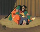 Batman The Animated Series Original Production Cel On Original Background: Robin and Mighty Mom Cheap