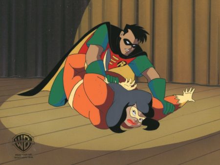 Batman The Animated Series Original Production Cel On Original Background: Robin and Mighty Mom Cheap