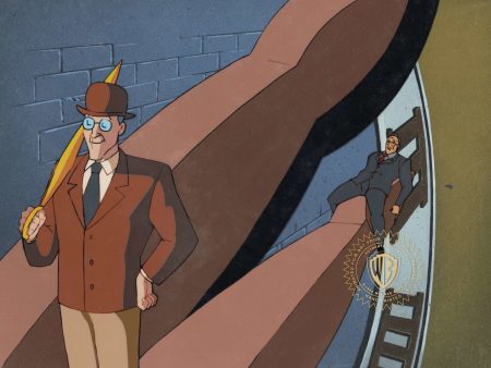 Batman The Animated Series Original Production Cel On Original Background: The Clock King and Mayor Hill Fashion