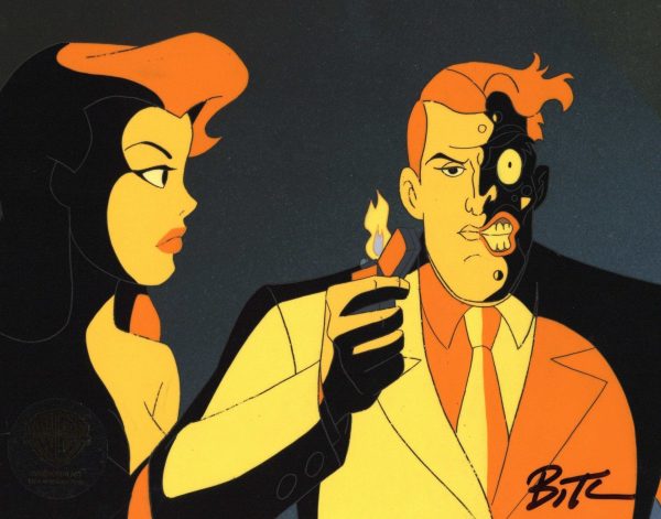 Batman The Animated Series Original Production Cel signed by Bruce Timm: Poison Ivy and Two-Face Online Hot Sale