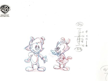 Animaniacs Original Production Drawing: Wakko and Dot Hot on Sale