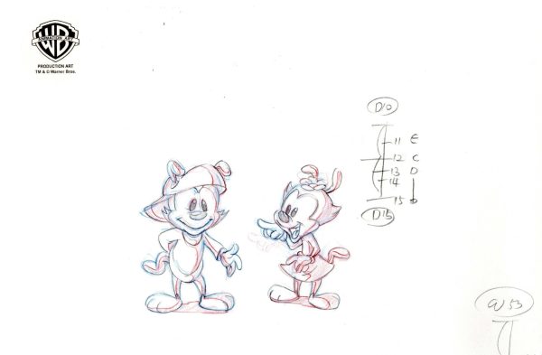 Animaniacs Original Production Drawing: Wakko and Dot Hot on Sale