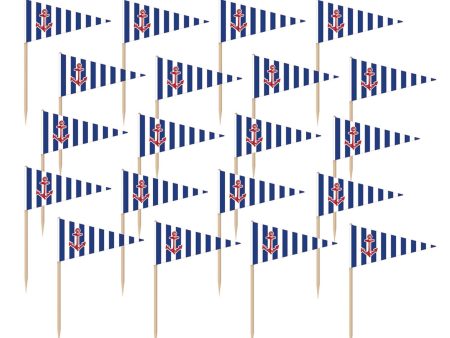 Anchors Aweigh Picks With Paper Flags 36pcs Online now