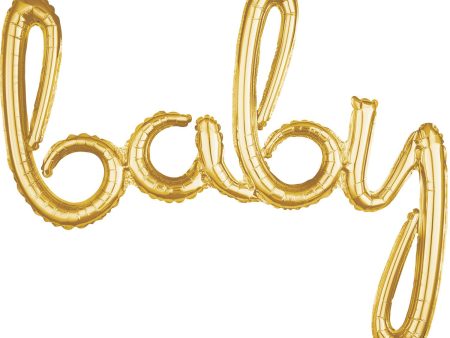 Baby Script Phrase Gold  Foil Balloon 99x83cm Hot on Sale