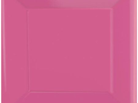 Bright Pink Square Paper Plates 10in, 20pcs Discount