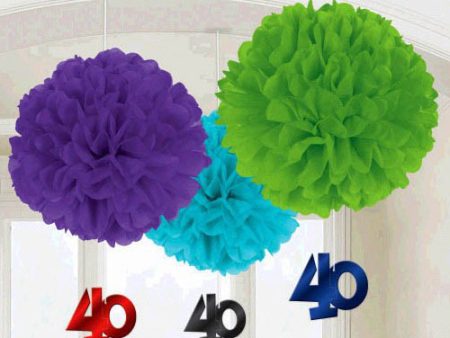 40th Birthday Fluffy With Danglers 3pcs For Cheap