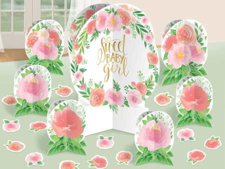 Baby Shower - Floral Baby Girl Table Decorating Kit Supply