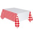 American Summer Red Gingham Plastic Tablecover Discount