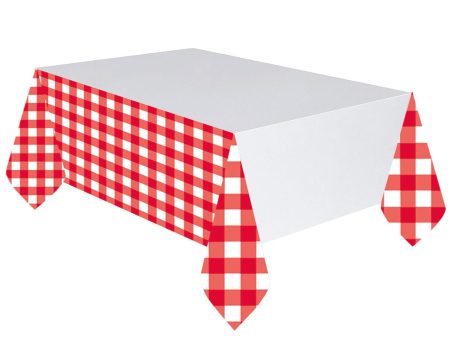 American Summer Red Gingham Plastic Tablecover Discount