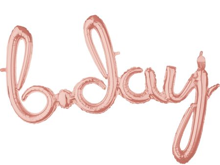 Bday Rose Gold Script Phrase Balloon 93x68cm Discount