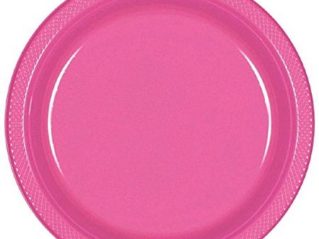 Bright Pink Plastic Plates 10.25in 20pcs Online now