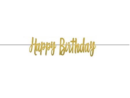 Gold Birthday Letter Banner-Glitter Paper 12ft Cheap