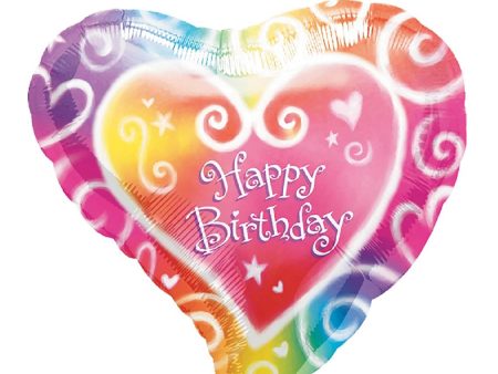 Watercolor Birthday Foil Balloon 18in For Sale