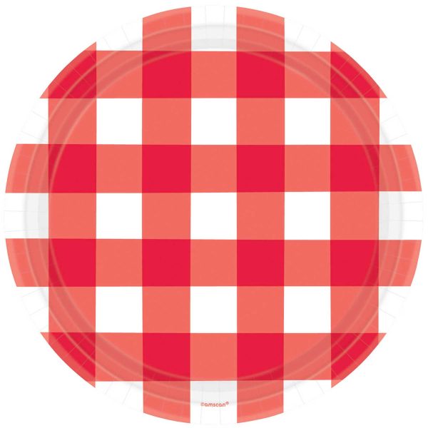 American Summer Red Gingham Paper Plates 10.5in, 8pcs Online Sale