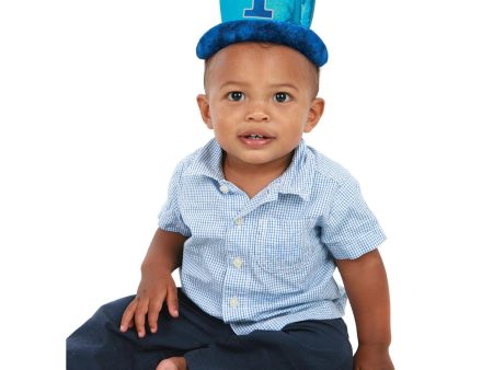 1st Birthday Blue Fabric Crown Discount