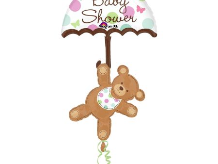 Baby Shower Umbrella And Bear Balloon 24 x 49in For Sale