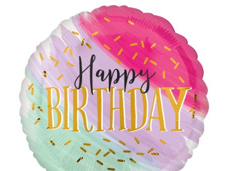 Water Color Birthday Jumbo Foil Balloon 71cm Online