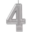 #4 Silver Numeral Metallic Candle Online