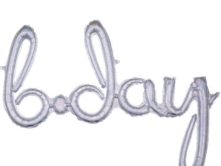 Bday Holographic Script Phrase Balloon 93x68cm For Cheap