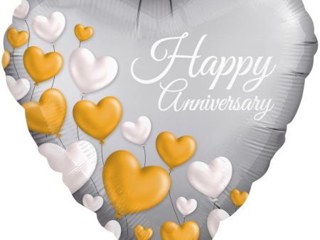 Anniversary Platinum Hearts Foil Balloon 45cm Online Hot Sale