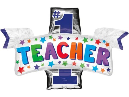 #1 Teacher SuperShape Foil Balloon 96x66cm Online Sale