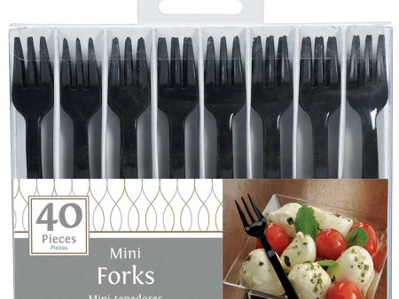 Black Mini Forks 4in, 40pcs For Sale