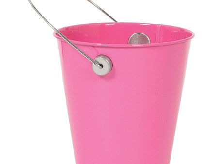 Bright Pink Metal Bucket With Handle Discount