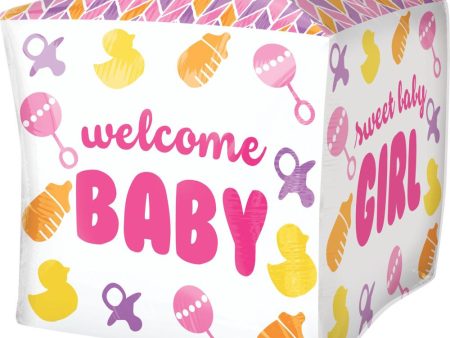 Baby Girl Chevron & Icons UltraShape Cubez Balloon 38cm Fashion