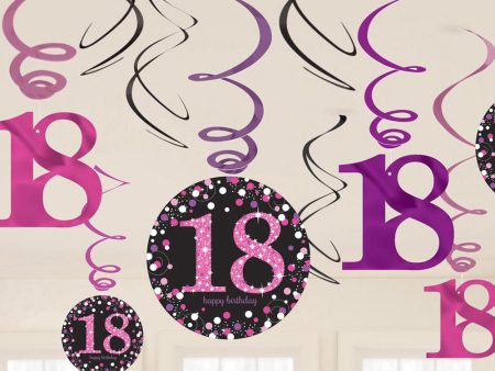 18 Pink Sparkling Celebration Swirl Decoration Online