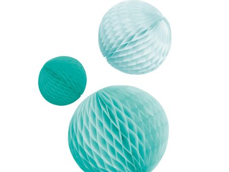 Aqua Glamor Paper Honeycomb Decorations 3pcs Discount