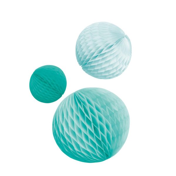 Aqua Glamor Paper Honeycomb Decorations 3pcs Discount