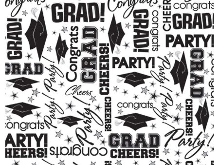 Graduation Black & White Wrapping Tissue Paper 8pcs For Sale