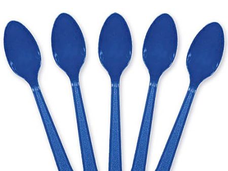 Bright Royal Blue Heavy Weight Plastic Spoon 20pcs For Cheap