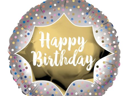 Birthday Satin Gold Burst Foil Balloon 45cm Cheap