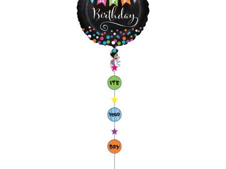 Birthday Banner Jumbo Drop-A-Line Balloon 81x228cm on Sale